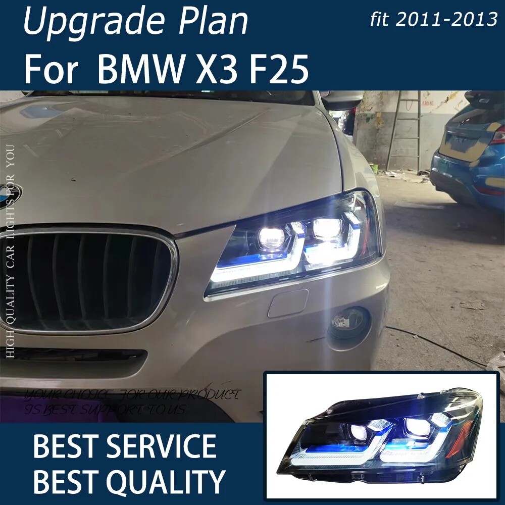 For BMW X3 F25 2011-2013 LED DRL Front Projector Headlights