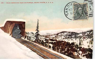 United States - No. 79213 - Train Emerging From Snowsheds - SHASTA Route - Map