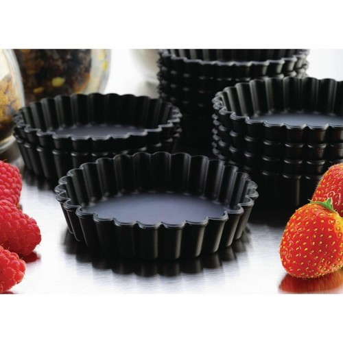 Paquete de 12 moldes de tarta acanalados redondos de exoglass Matfer 10 cm - Imagen 3 de 4