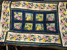 42 X 61 Quilt Homemade decorative blue hummingbird quilt