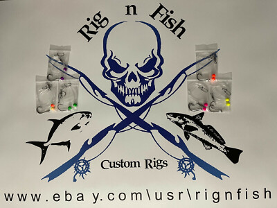 6 Fishing Rigs, High/Low, High Visibility Neon Color Beads Pompano Whiting Etc