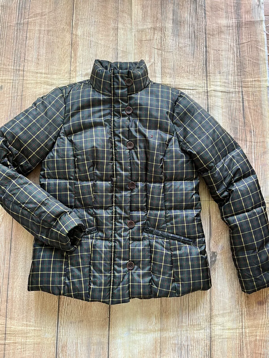 TOMMY HILFIGER Ladies Plaid Puffer Coat Jacket Size S M