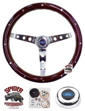 1968 Ford F100 F250 F350 Wood Steering Wheel Blue Oval 15 Classic Mahogany