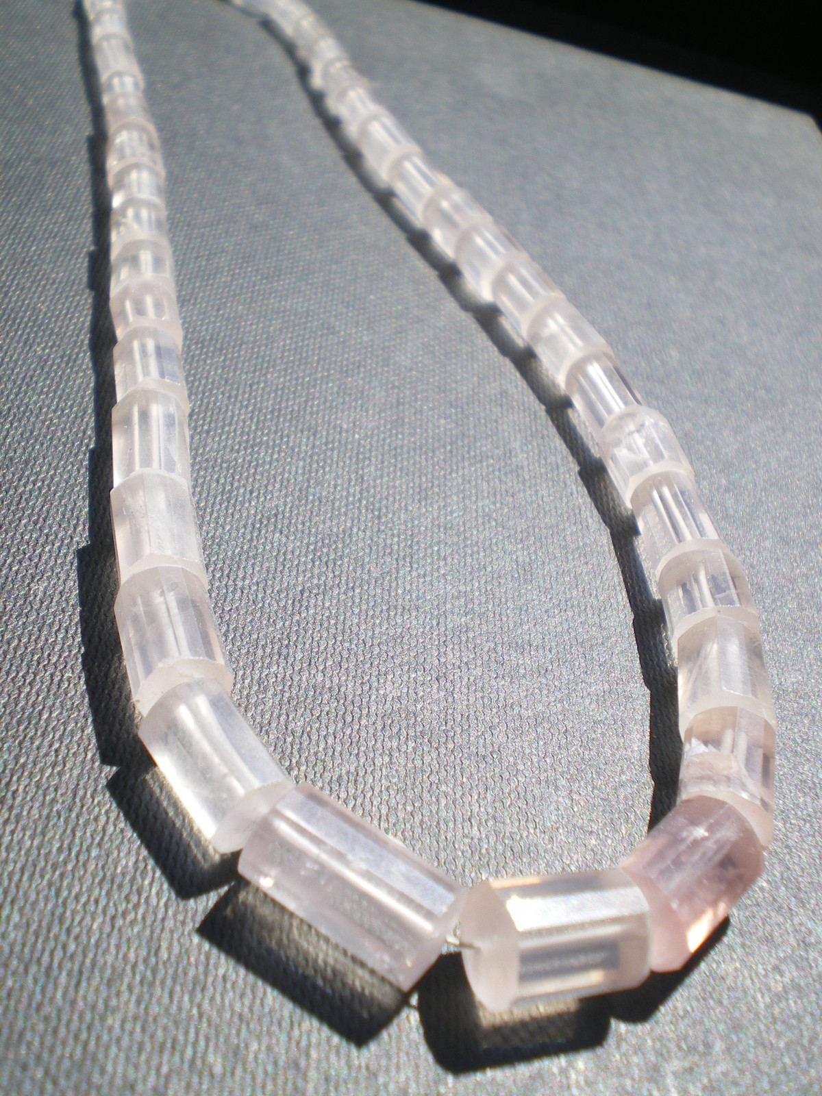 Collier quartz rose perles cristal 230 cts bijoux pierres naturelles Brésil