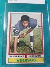 1974 Topps Jim Marshall #377 Minnesota vikings HOF!!!