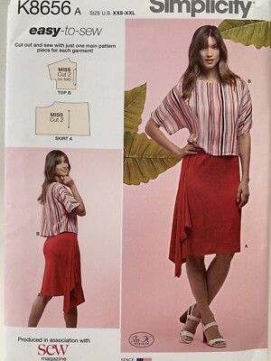 Simplicity ungeschnittenes Schnittmuster für Damen Rock und Top K8656 Größe US XXS - XXL