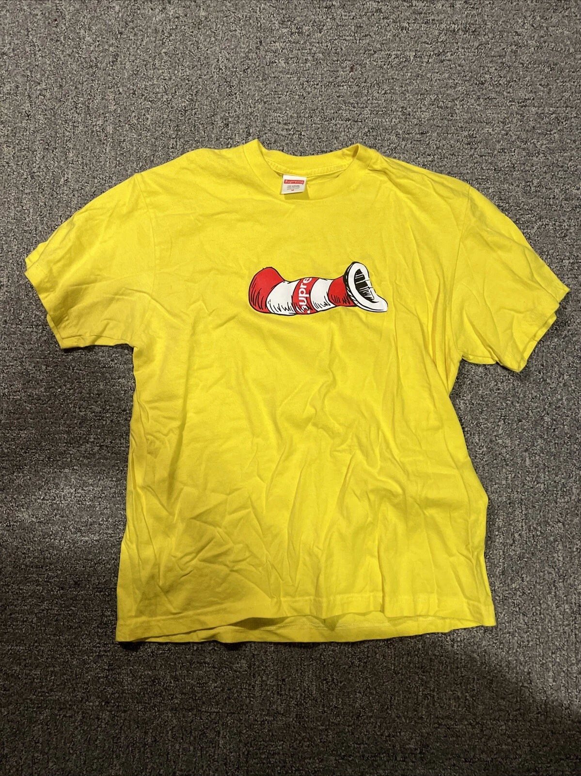 T shirt jaune Supreme Cat in the Hat taille M moyen
