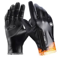 Leather Gloves for Men Winter Warm Touchscreen Lined Driving Motorcycle Gloves