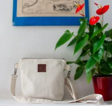 White Minimalist Crossbody Bag, Lightweight Casual Shoulder bag
