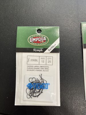 barbless fishing hooks ebay Umpqua Tiemco Nymph Fly Fishing Hooks Barbless TMC 206BL Sz 12 Qty 25 Black  New