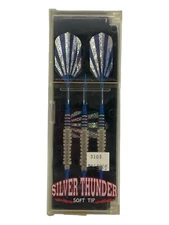 Set Of 3 GLD Products Silver Thunder Soft Tip Blue Darts 16 Grams Old New Stock