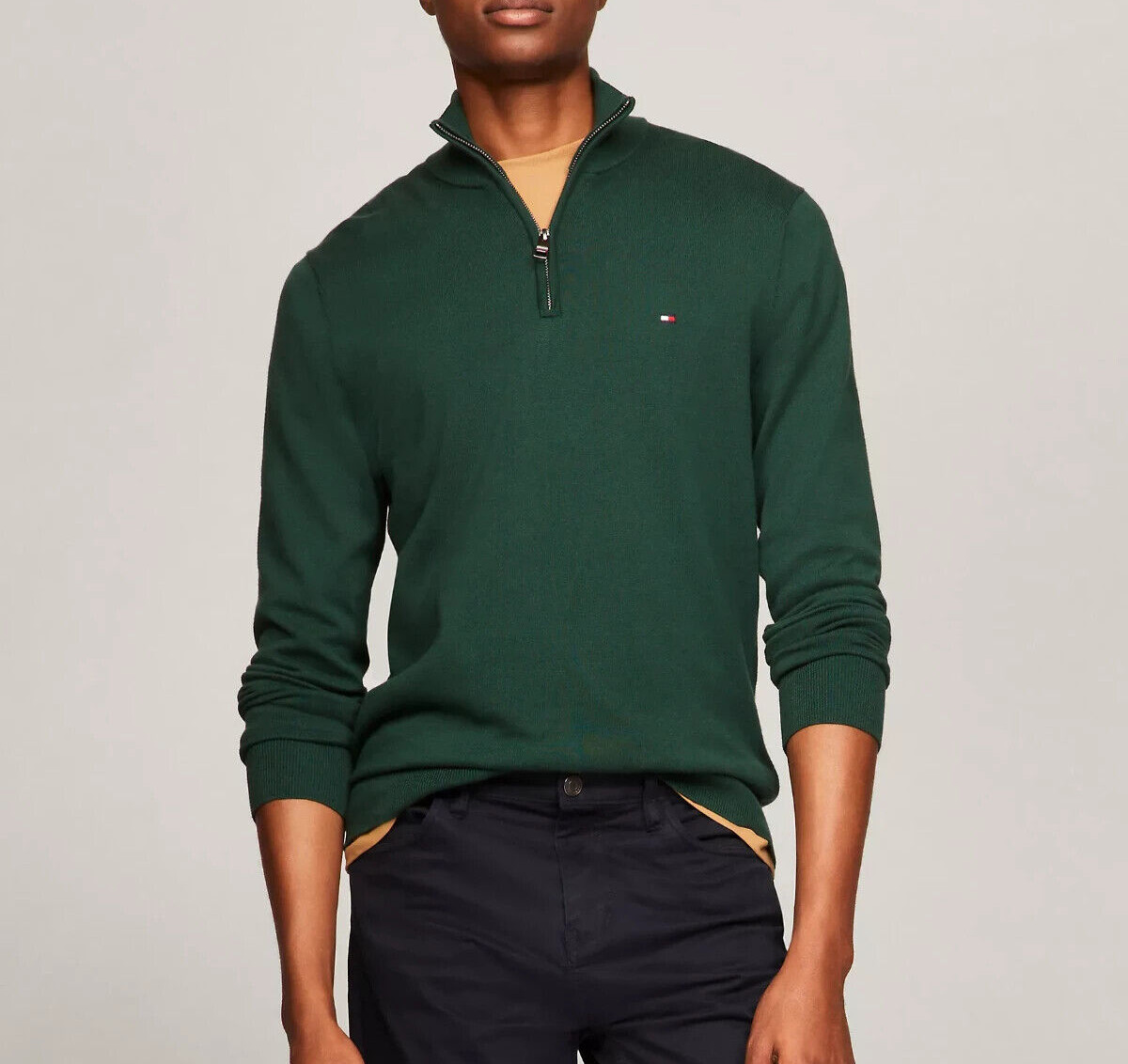 NWT Tommy Hilfiger Men's Regular Fit Essential Solid Classic Quarter-Zip Sweater image 2