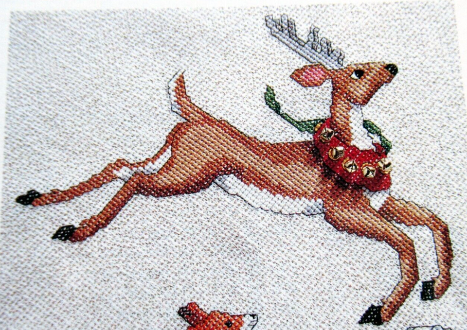 Woodland Stocking Tree Skirt Over River Through Woods CROSS STITCH