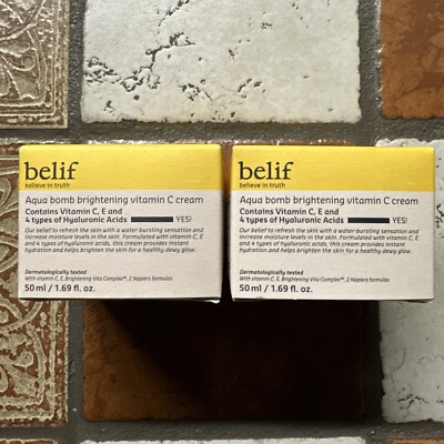 (Lot of 2)  NEW belif Aqua bomb brightening vitamin C, E  Cream for skin; 50 ml