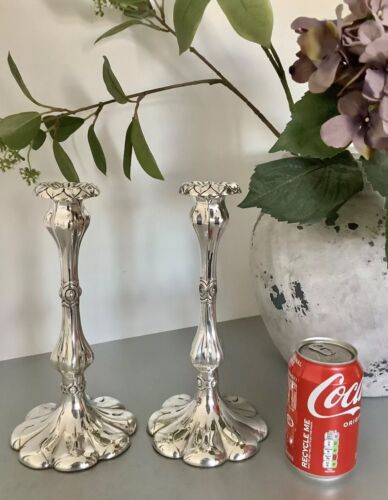Beautiful Pair Of Mid 19th C. Silver Plated Candlesticks ATKIN BROTHERS ~ c.1855