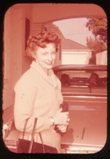 Joan Leslie Candid 1950's near vintage car Original 120 Film Transparency