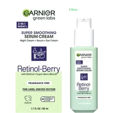 Garnier Green Lab 3in1 Night Super Smoothing Serum Cream Retinol Berry 1.7oz