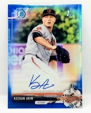 Keegan Akin (2017) Bowman Chrome RC BLUE Refractor AUTO Autograph #SN /150