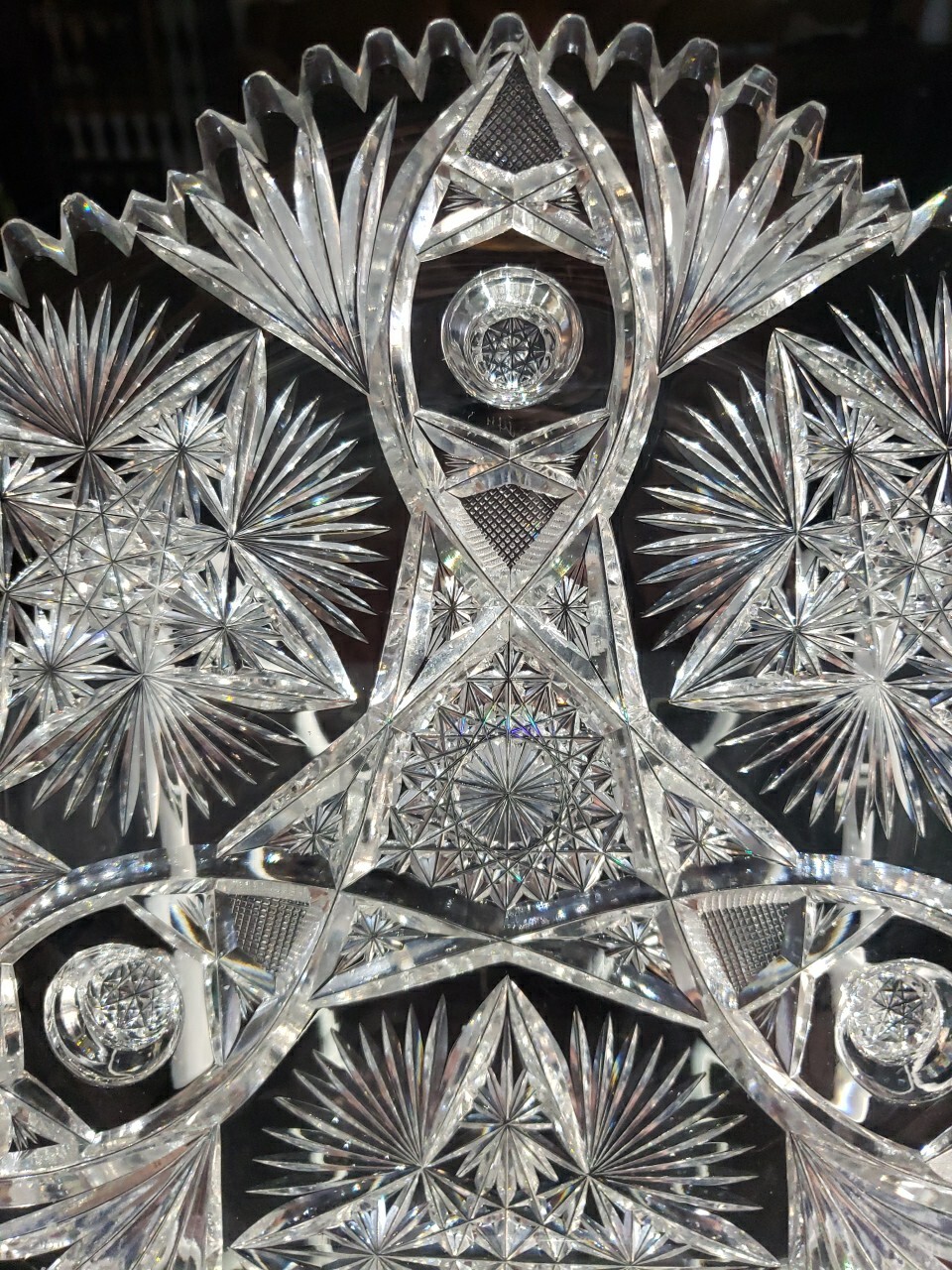 10" Footed Plate. American brilliant period cut glass crystal Signed Fry Fashion