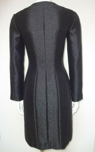 Auténtica Chaqueta Blazer Negra Brillante con Botones Frontal Ajuste Largo 34 - Imagen 4 de 9