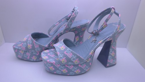 Aldo x Barbie Party Dreamhouse Light Blue Denim Pink Heels Dollskill SZ 8.5 - Picture 3 of 8