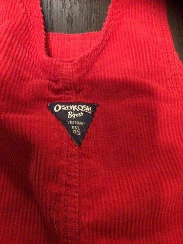 OshKosh BGosh Overalls 5T Unisex Red Corduroy Vestbak Made In USA NWT - Picture 5 of 5