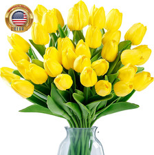 15 Pcs Fake Tulips Artificial Flowers Real Touch PU Faux Flowers Tulip Stems for