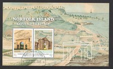 AUSTRALIA NORFOLK ISLAND 2017 CONVICT HERITAGE SOUVENIR SHEET OF 2 STAMPS USED