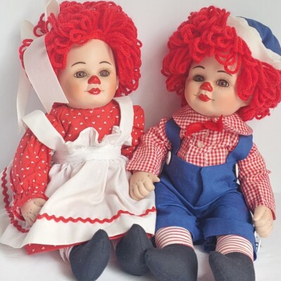 Vintage Marie Osmond 1995 Rags Rosie Porcelain Twin Dolls
