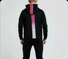 Image of ILLUSIVE LONDON Boys 13 14 Taped Overhead Hoodie Top Jumper Sweatshirt BLACK £42