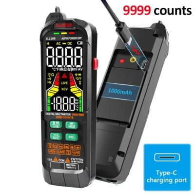 Digital Smart Multimeter 9999 Counts T-RMS AC DC Current Voltage Detector USB