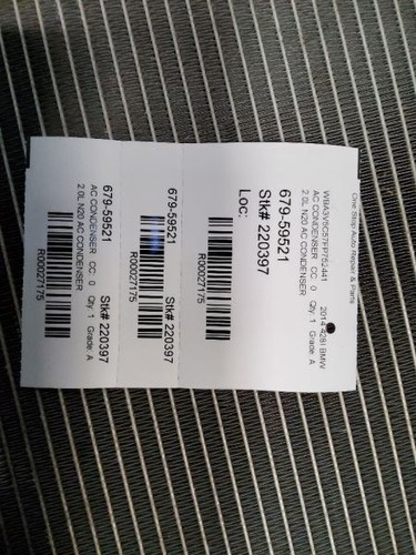 12 13 14 15 16 17 18, BMW 428i F33, AC Condenser, 2.0L, N20, PN: 17117600520 - Picture 5 of 5