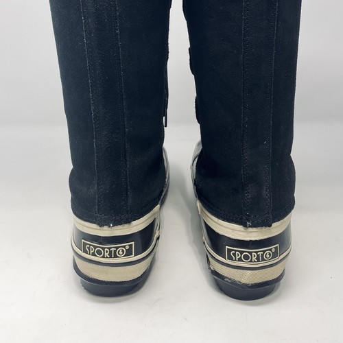 Sporto Blake Boots Women’s 9M Black Suede Faux Fur Lace Up Waterproof Knee High - Picture 4 of 13