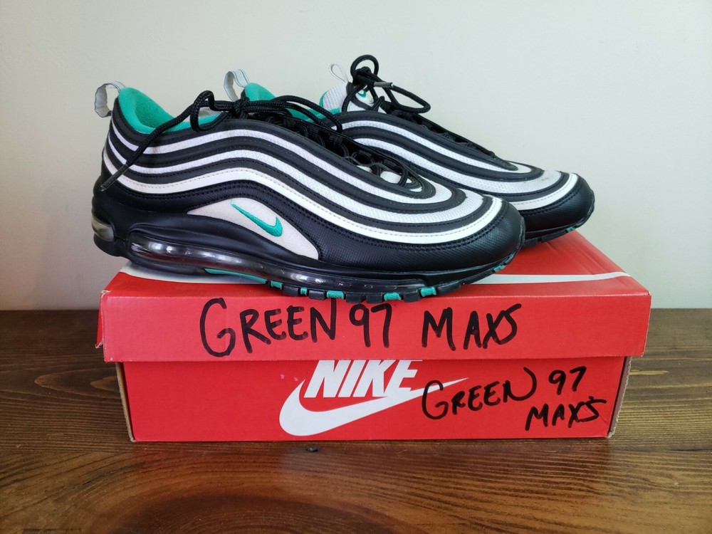 Air Max 97 Black Clear Emerald White Sneakers Men's Size 10 921826-013