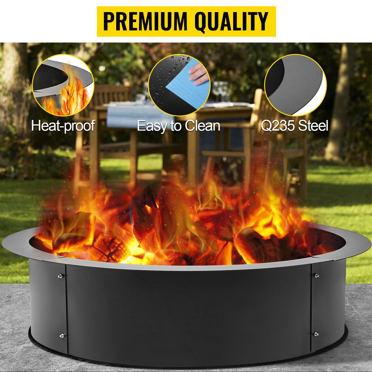 VEVOR Fire Pit Ring Liner Ring 42 Outside Home Use Firepit Insert Garden  Yard 687117043641 | eBay