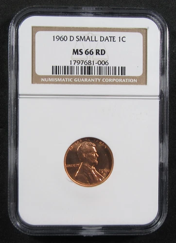 1960-D 1c Small Date NGC MS66 RD. Pretty red surfaces. (824210)