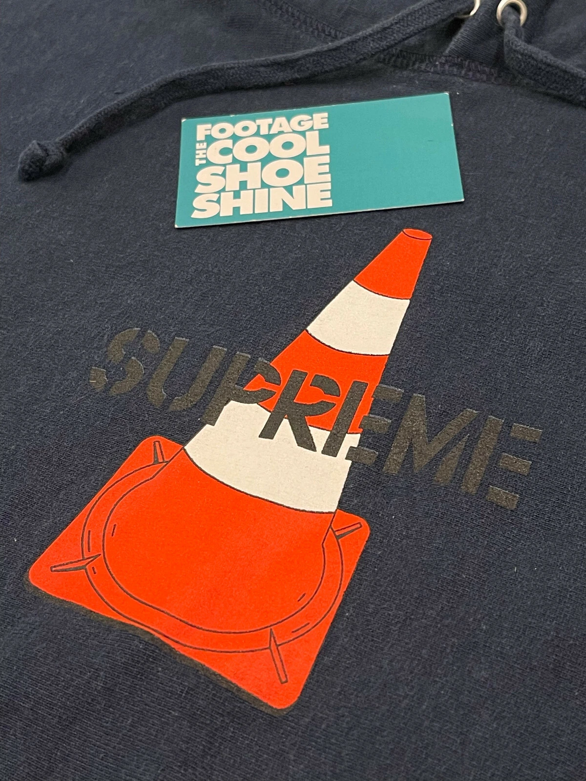 SWEAT SHIRT À CAPUCHE 2019 FW19 SUPREME CONE BLEU MARINE ORANGE LOGO BOÎTE MOYEN M