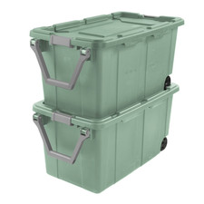 Sterilite 40 Gallon Industrial Trash Can with Wheels, Light Green, 2 Count