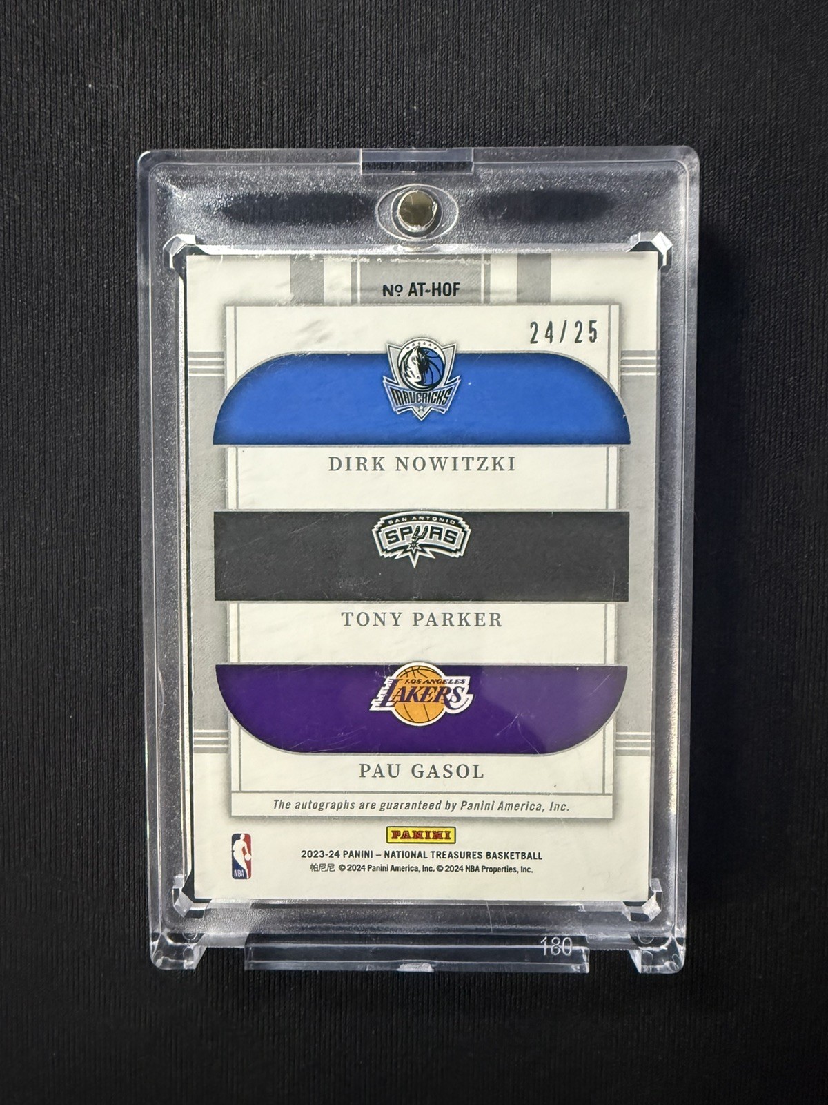 2023-2024 National Treasures Dirk Nowitzki / Tony Parker / Pau Gasol Auto #/25 view 2