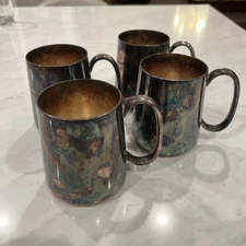 Vintage DRAKE'S London Silver Plated Mug Cup Set Of 4