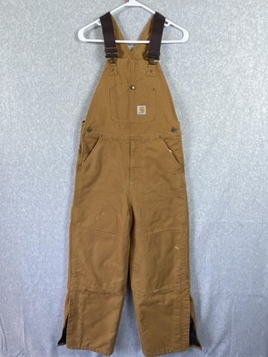 Carhartt Bib Overalls Womens 12 Brown Insulated Quilted Zip Leg