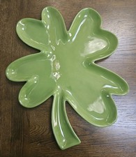 Shamrock Serving Platter 15  Green Clover St Patrick  s Day Dish