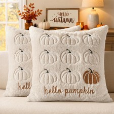 Fall Pumpkin Pillow Covers 18x18 Beige Fall Decor