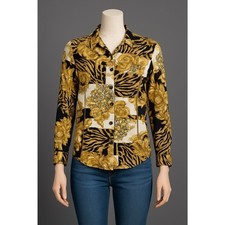 Vintage First Option Baroque Print Button-Up Shirt Small – Made in USA – Rayon