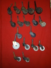 Lot 18 Antique Wood Metal Porcelain Plastic Furniture Casters Vintage  Wheels