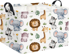 Rectangular Woodland Animal Basket Baby Storage Basket Storage Bin Organizer Box