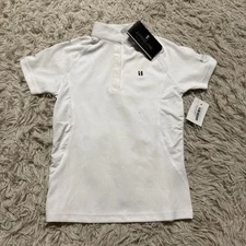 New Child Size 146/152 White Kingsland Short Sleeve Horseback Riding Show Shirt