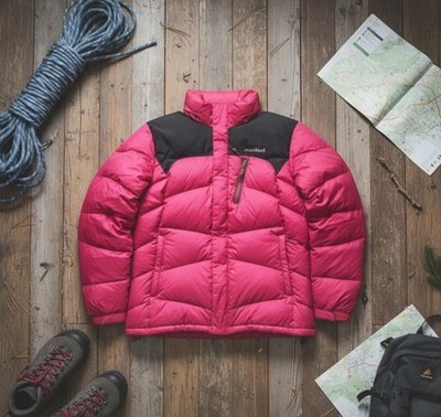 mont-bell Down Jacket Herren L | Lightweight Puffer | Japan Outdoor | Pink Black