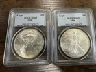 1996 American Silver Eagle $1 Lot of 2 PCGS MS69 Consecutive Certs Key Date 2oz