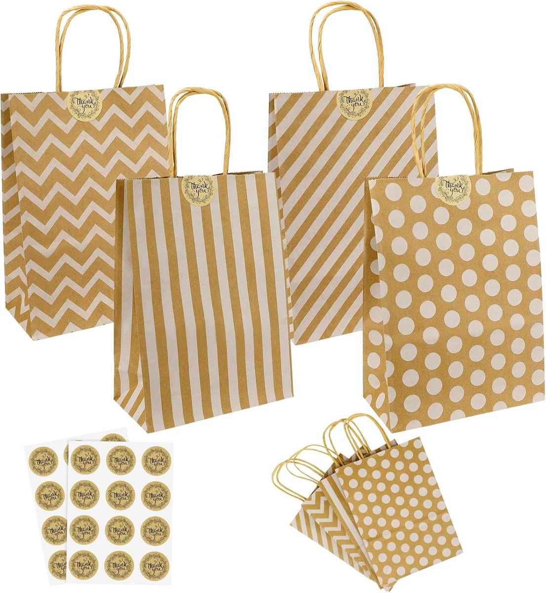 GIFTSAY 30pz Bianco Sacchetti Carta Con Manici 15X8X21cm, Sacchetti di Carta per Feste di Matrimonio, Sacchetti Carta Kraft, Sacchetti per la Spesa, Sacchetti Regalo di Compleanno | RDN Street Market